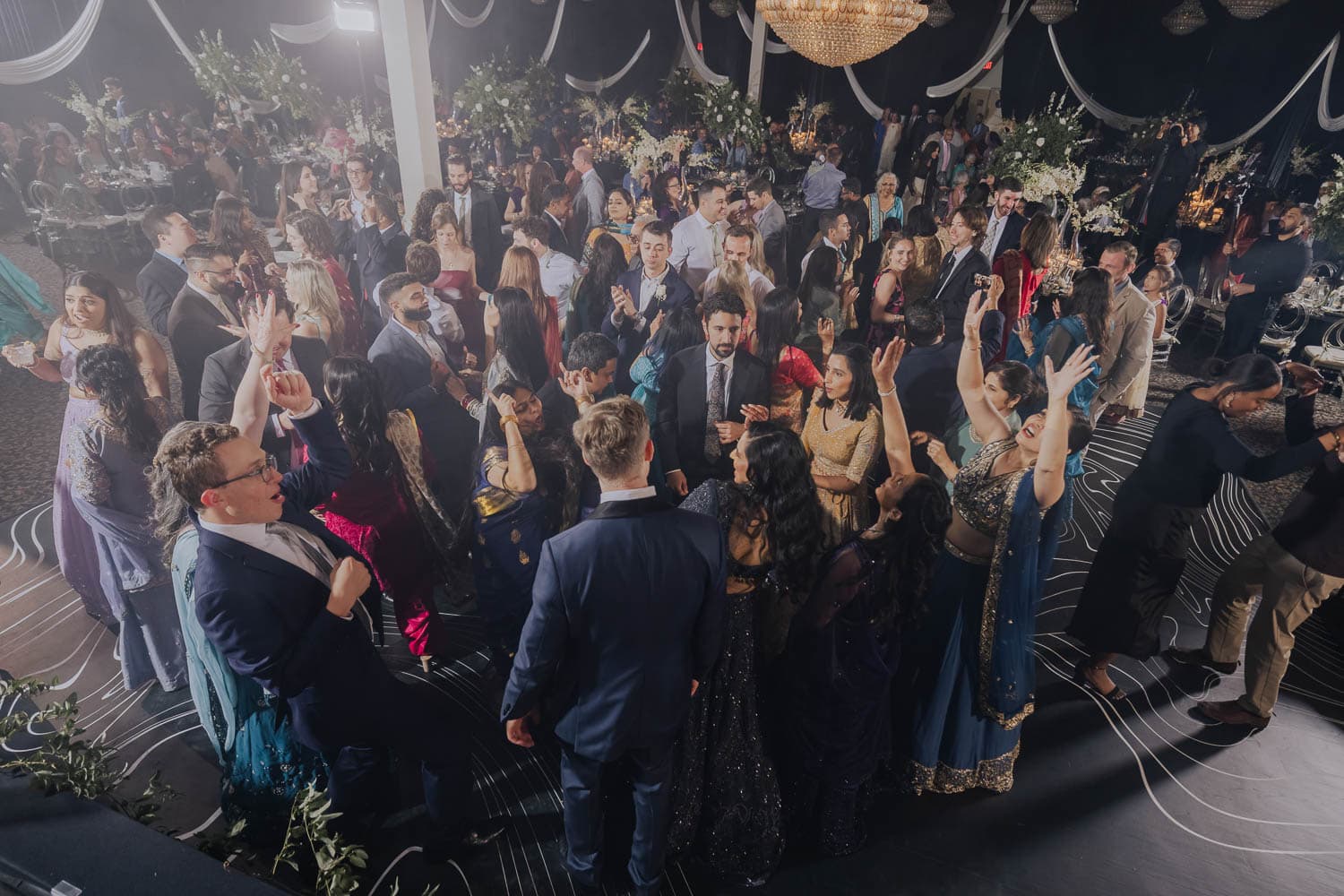 Elegant ballroom wedding reception with dancing and celebration at Paradise Ballrooms.